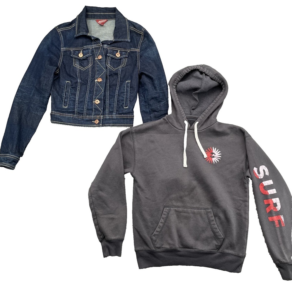 Billabong Arizona Lot of 2 Women's XS Denim Jacket Surf Skate Hoodie Cozy Basics